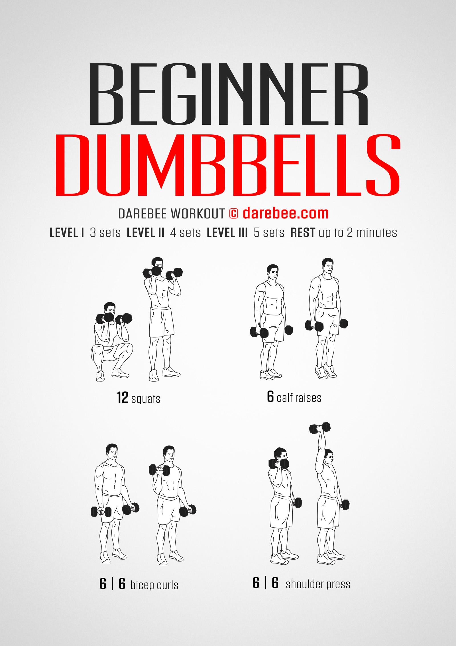 Pemula melakukan latihan kekuatan dasar dengan dumbbell di rumah